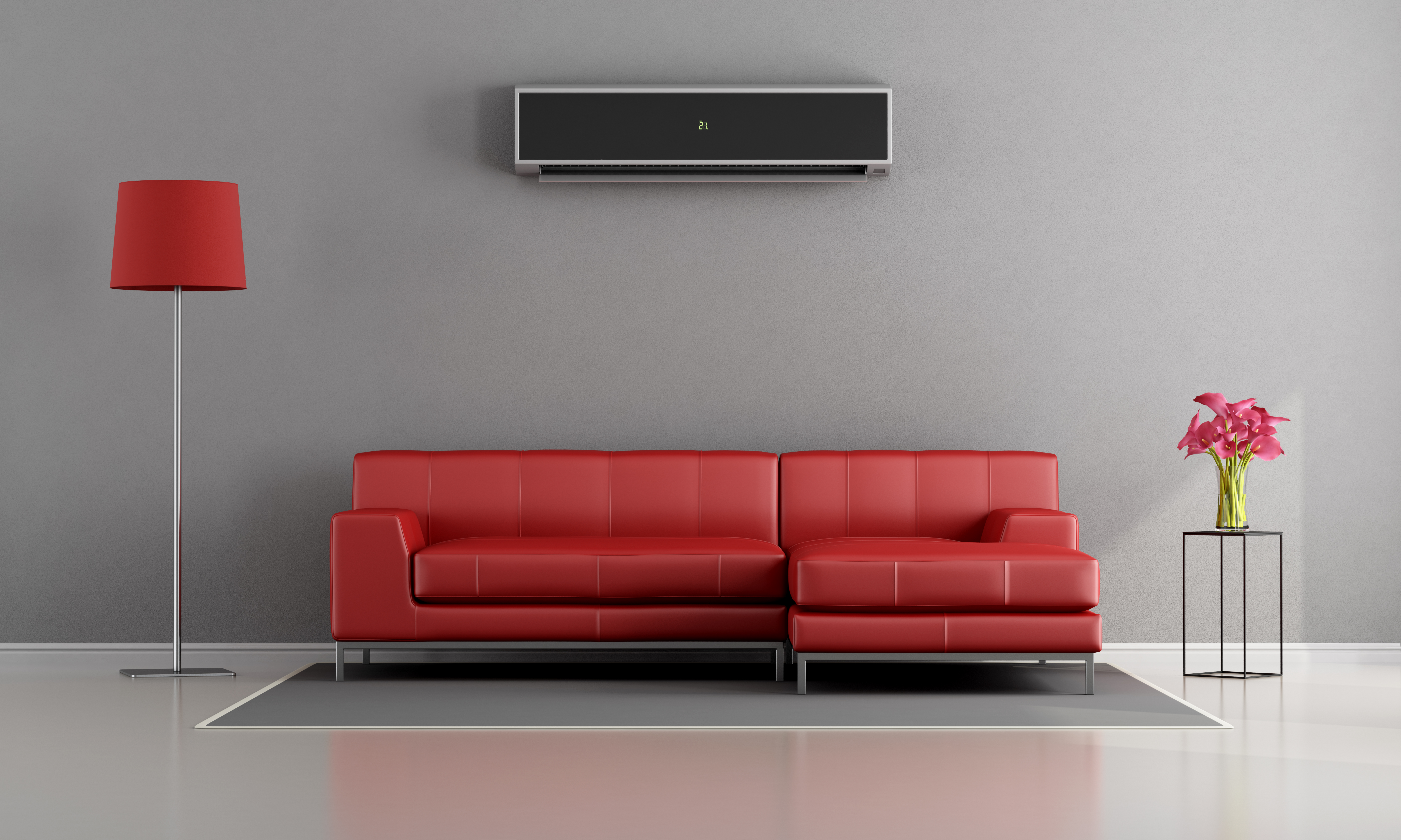 Living room with air conditioner Living room with air conditioner